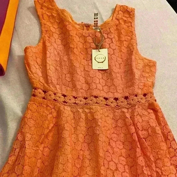 Anthropologie Raga Women's Sleeveless Lace Feminine Orange Mini size‎ M - Picture 1 of 13